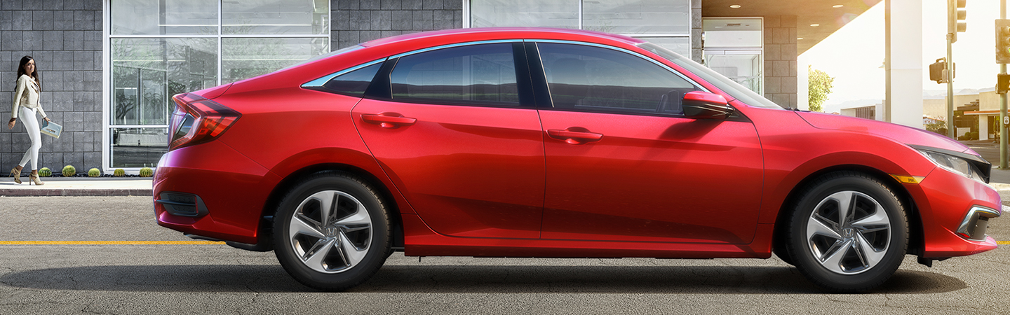 Red 2020 Honda Civic parked