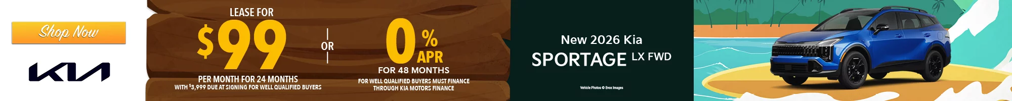 2026 Kia Sportage LX  Lease For $99 Per Month For 24 Months with $3,999 Due at Signing  - OR – 0% APR for 48 Months   