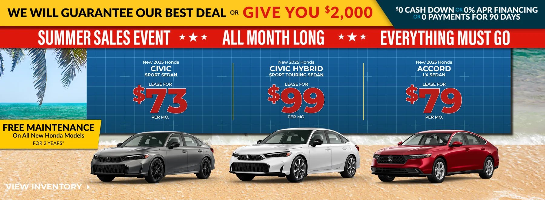 We Will Guarantee Our Best Deal - Civic - Civic Hybrid - Accord
