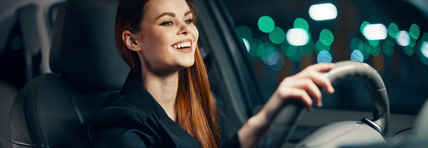 Person driving car