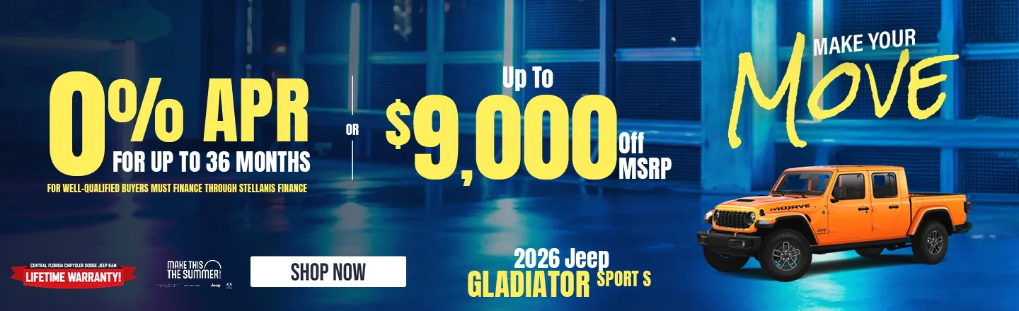 2025 Jeep Gladiator Sport 4x4   LEASE: Lease For $299 Per month For 36 Months With $0 Due At Signing  OR: UP TO $10,000 OFF MSRP  OR: 0% APR for 60 Months 