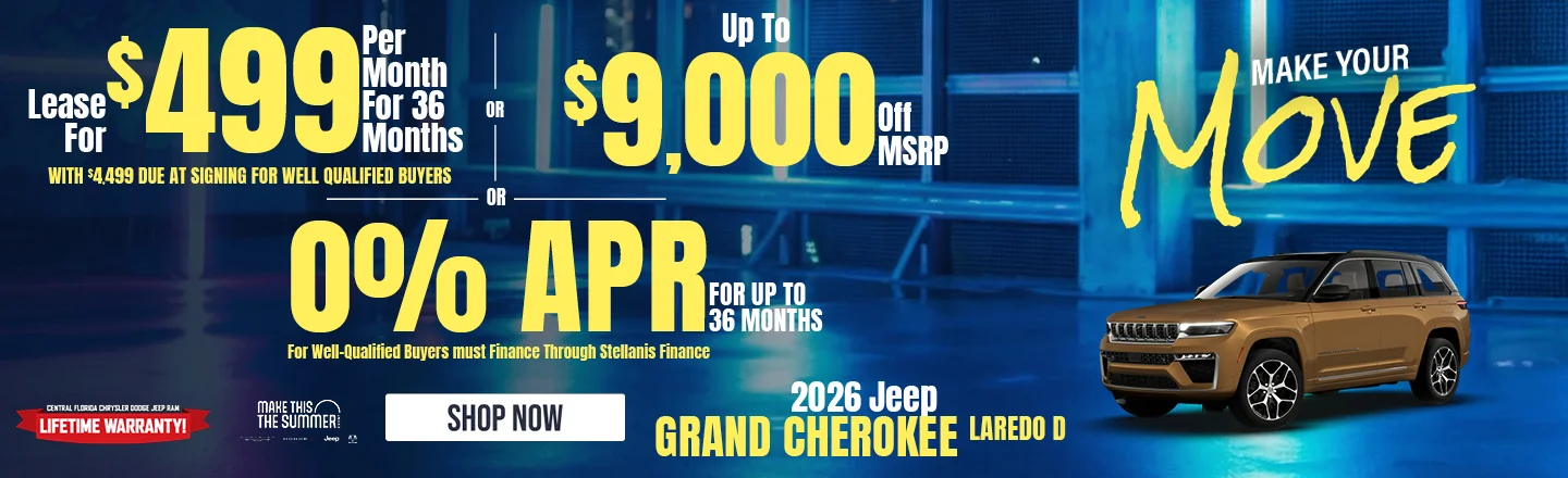 2026 Jeep Grand Cherokee    LEASE: Lease For $299 Per month For 36 Months With $0 Due At Signing  PURCHASE: Up to $10,000 off MSRP 