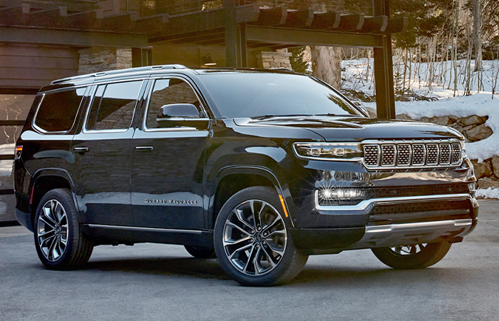 Angled front view of 2022 Grand Wagoneer