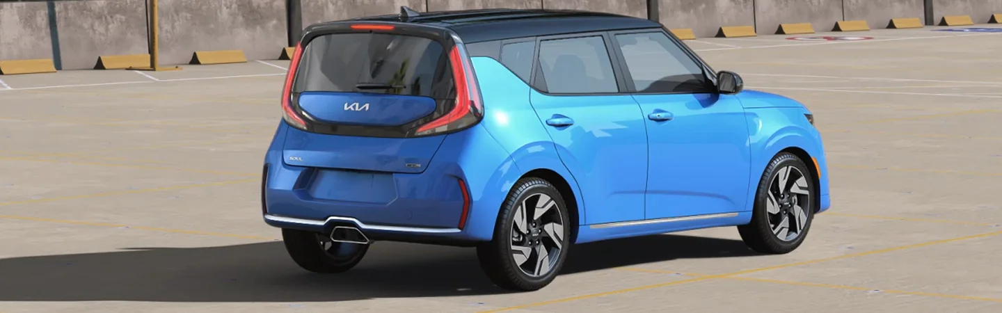 2024 Kia Soul Specs blue color back side view