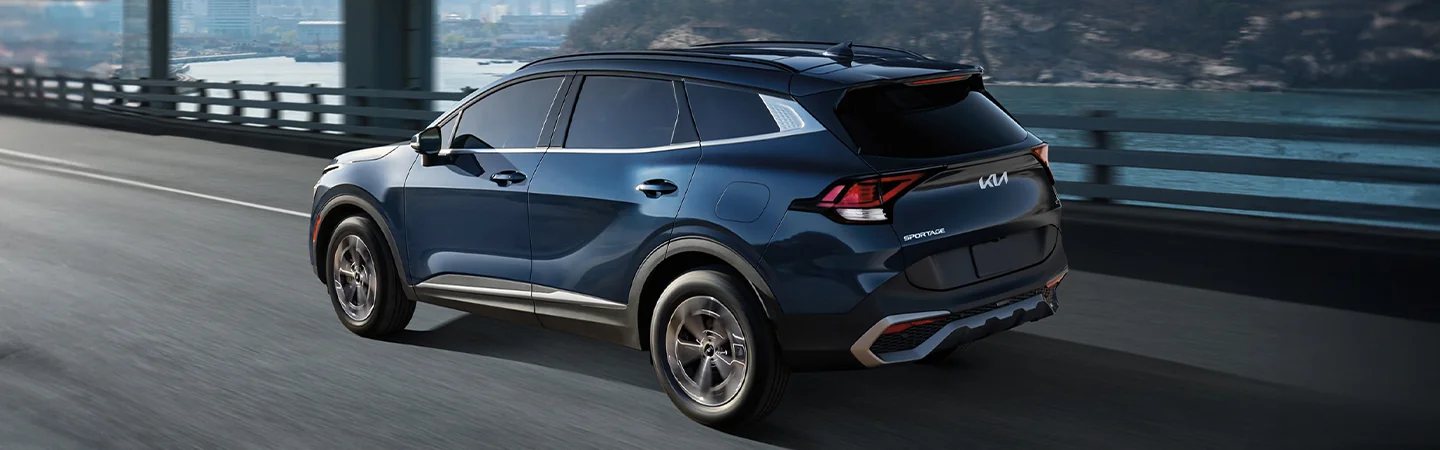 2024 Kia Sportage Specs dark blue color and back view