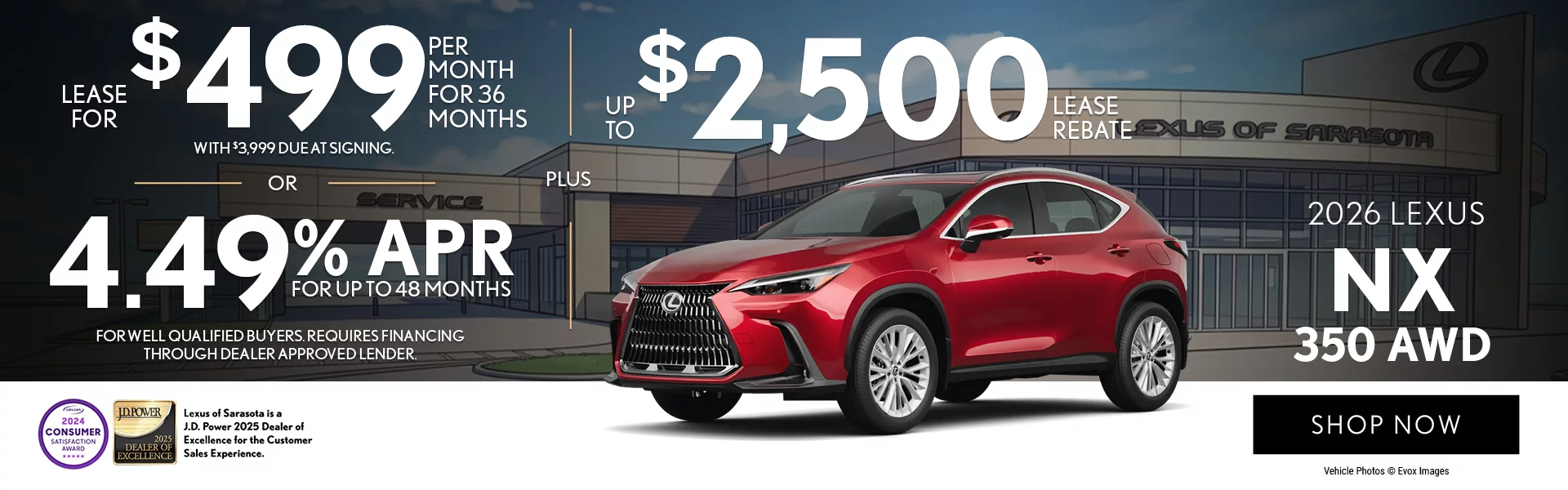 Lease For $499 Per Month For 36 Months for $3,999 Due at Signing. – OR –  4.49 APR For Up To 48 Months.  For Well Qualified Buyers Requires Financing Through Dealer Approved Lender.