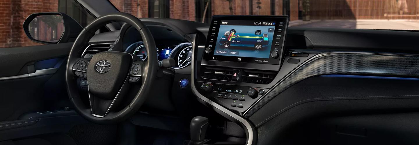 Front dashboard view of Toyota Camry
