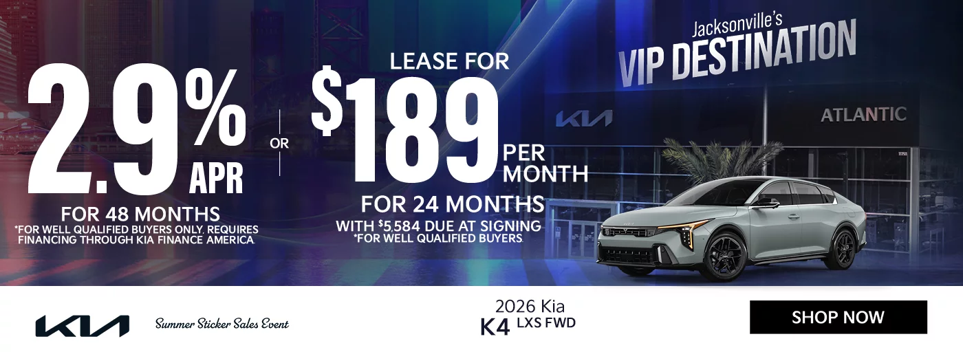 2026 Kia K4 LXS FWD 2.9% APR For 48 Months  *For well qualified buyers only, requires financing through Kia Finance America. OR Lease For $189 Per Month For 24 Months With $5,584 Due at Signing *For well qualified buyers.