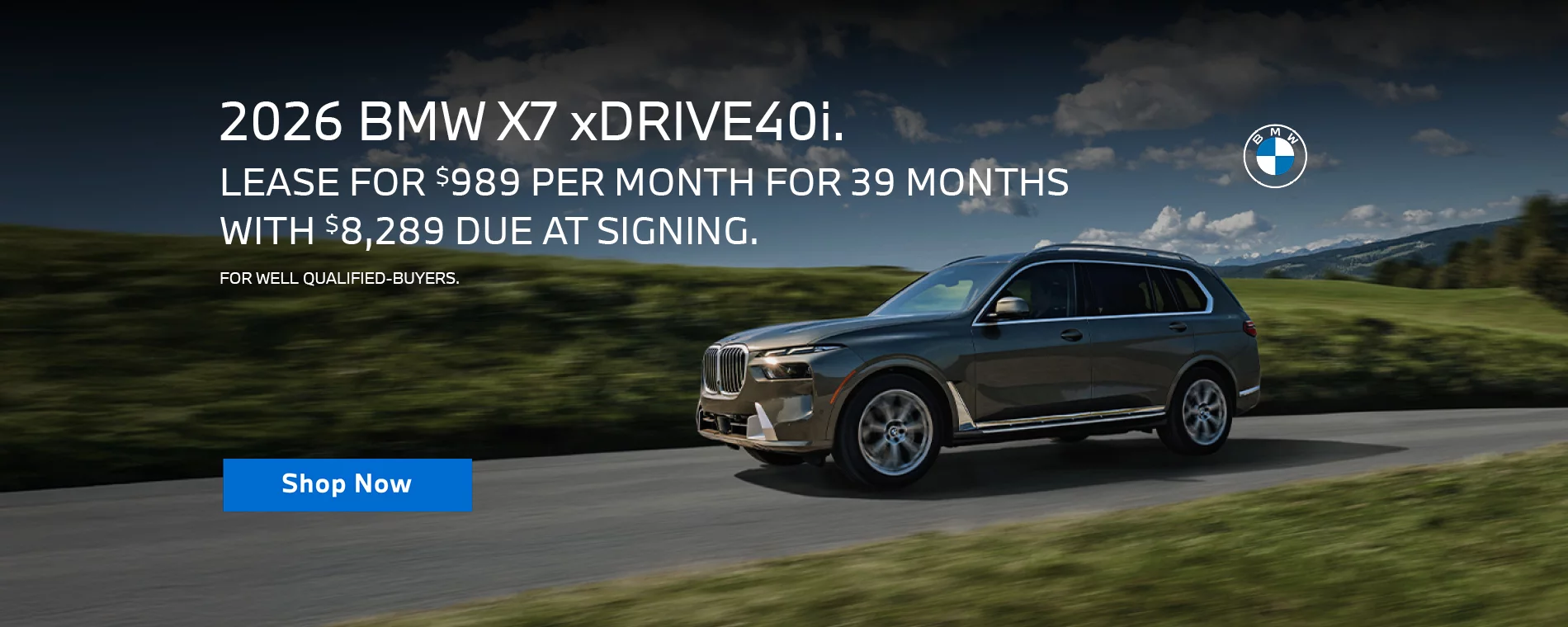 LEASE A 2026 BMW X7 xDRIVE40i FOR $989 PER MONTH FOR 39 MONTHS WITH $8,289 DUE AT SIGNING. FOR WELL QUALIFIED BUYERS.