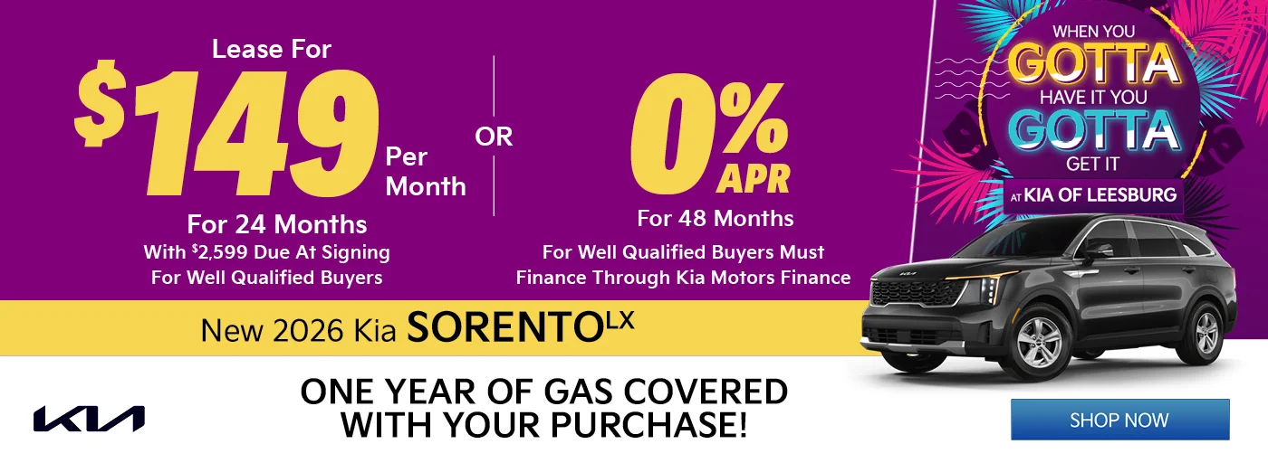 2026 Kia Sorento LX 2WD $2,995 Down $199 a month for 24 months OR 0% for 48 Months 