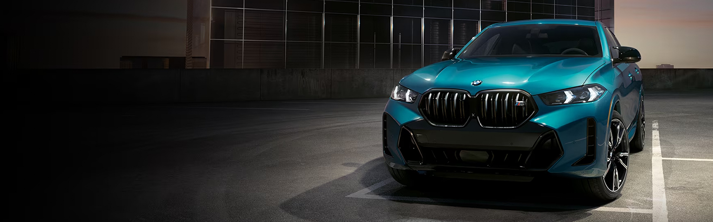 2024 BMW X6 xDRIVE40i front side  in blue colour