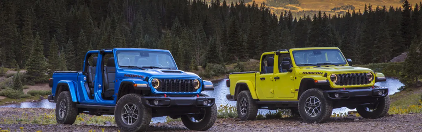 2024 Jeep Gladiator vs Toyota Tacoma front side in red