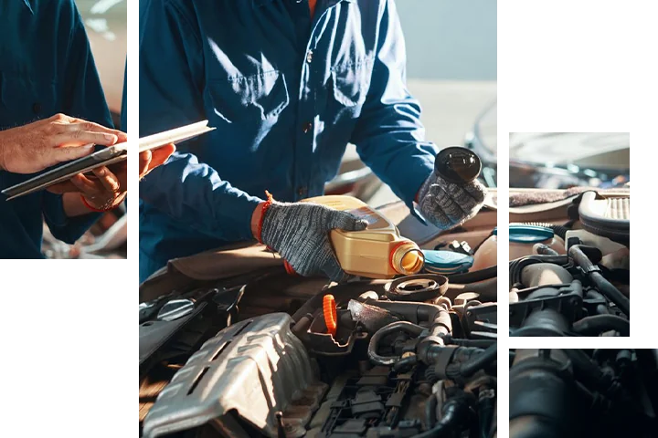 Mechanics adding fluids to engine