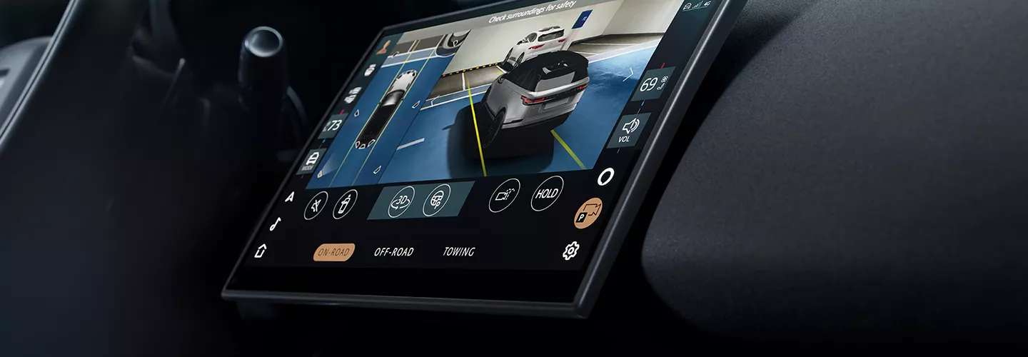 View of the navigation screen of the 2026 Range Rover Velar