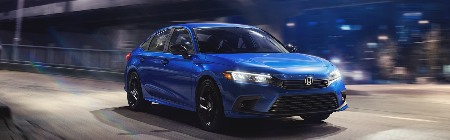Honda Civic 2024 front side in blue 
