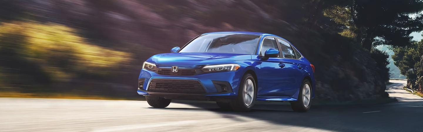 Honda Civic 2024 front side in blue