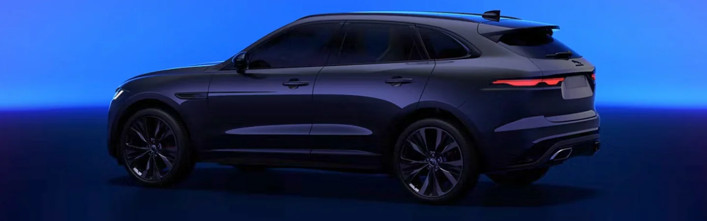 Side view of a parked 2025 Jaguar F-PACE in a studio