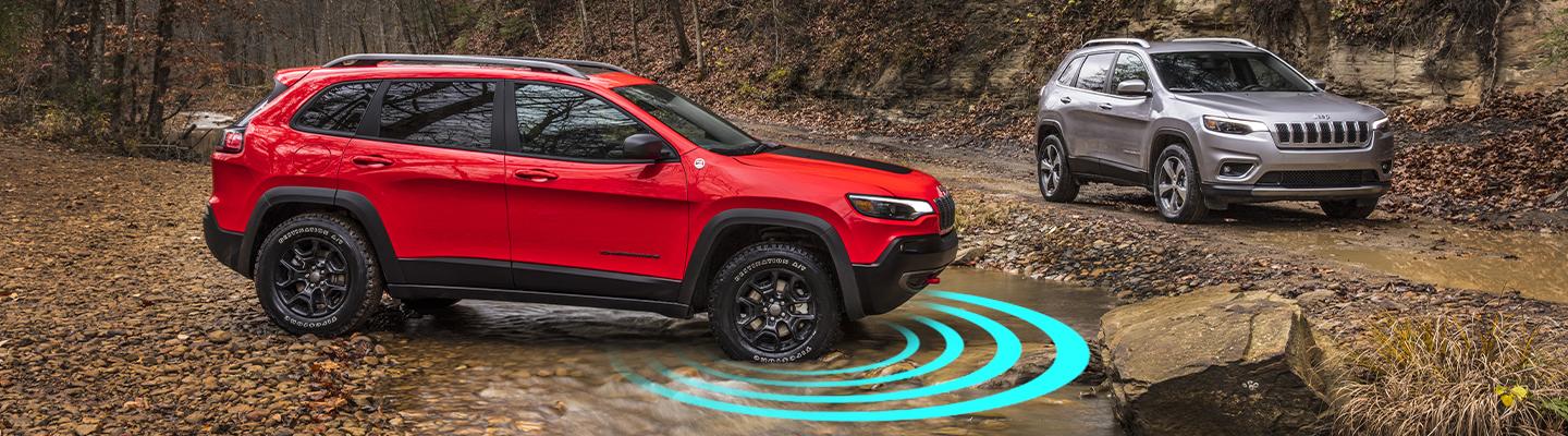 Visual representation of a Jeep Cherokee using one of its safety features