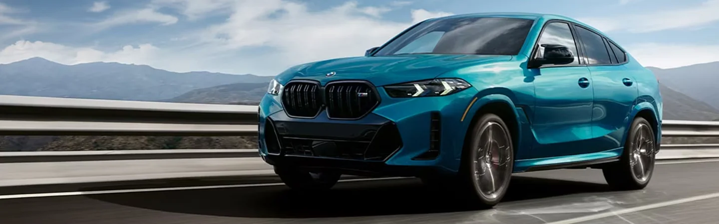 2025 BMW X6 Specs blue color and front view