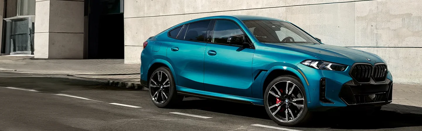 2025 BMW X6 Specs blue color and front view