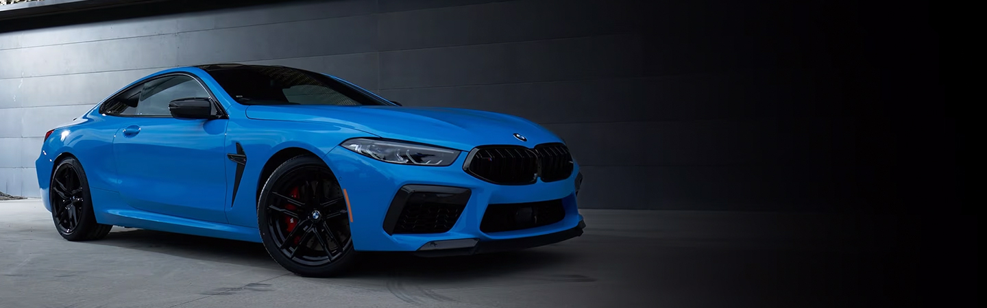 2024 BMW 8 Series Coupe blue color frontview