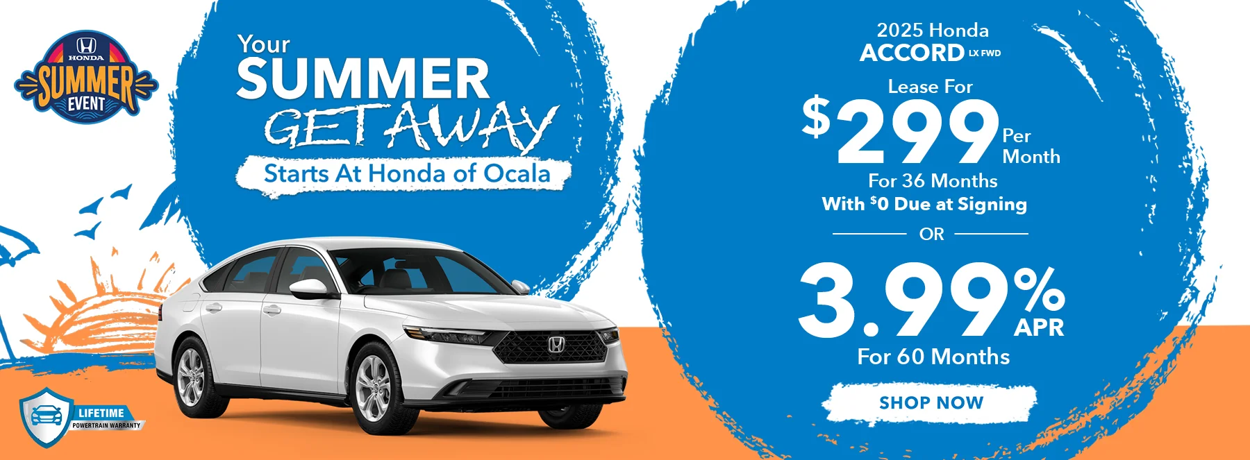 2025 Honda Accord LX FWD •	Lease For $299 Per Month For 36 Months With $0 Due at Signing •	3.99% APR For 60 Months
