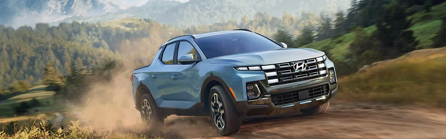 2025 Hyundai Santa Cruz Specs front side in blue 