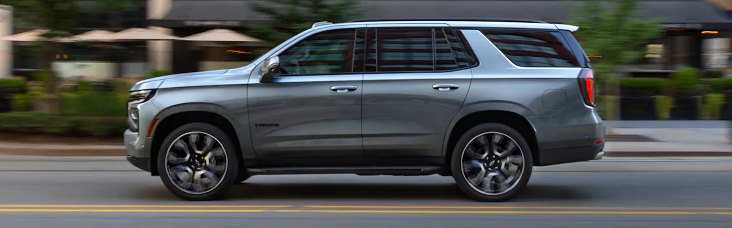 drivers side view of a 2025 Chevy Tahoe