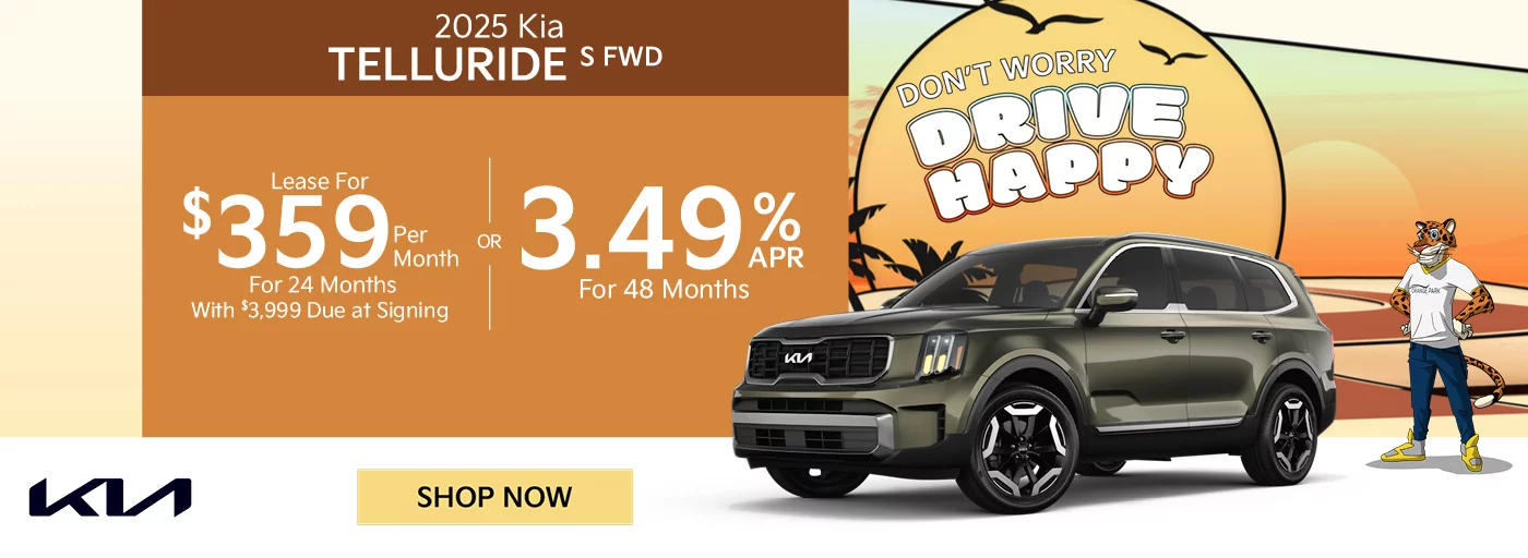 2025 Kia Telluride S FWD Lease For $359 Per Month For 24 Months With $3,999 Due at Signing  3.49% APR For 48 Months 
