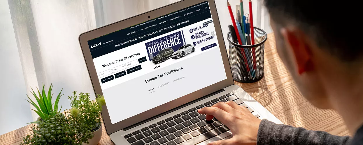 visiting Kia website to shop online or schedule service