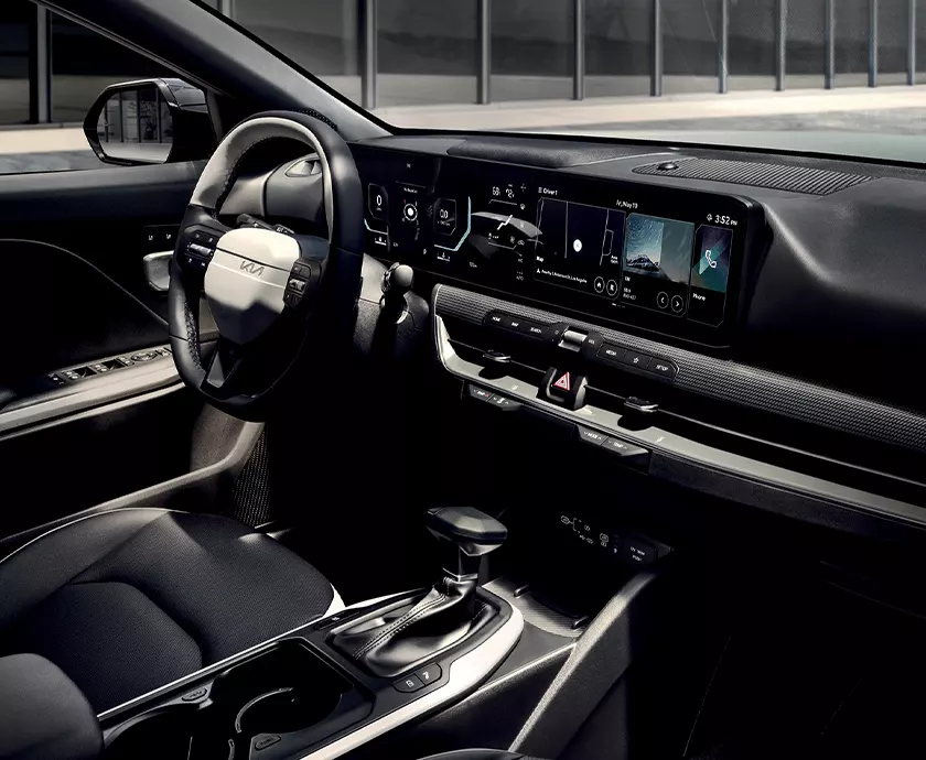 Vehicle interior showing the front seating area