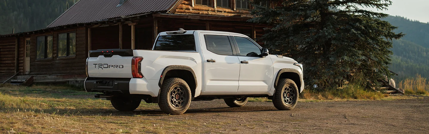 white Toyota Tundra rear view