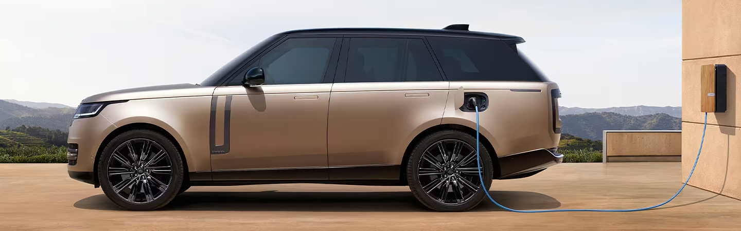 2024 Range Rover Charging side front in brown colour