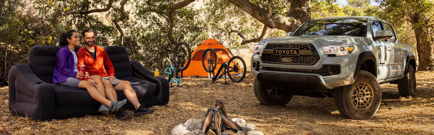 Gray 2022 Toyota Tacoma camping