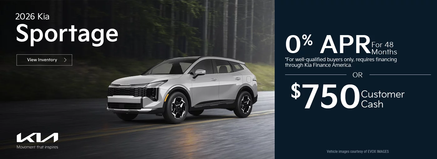 0% APR For 48 Months *For well-qualified buyers only, requires financing through Kia Finance America. -OR- $750 Customer Cash