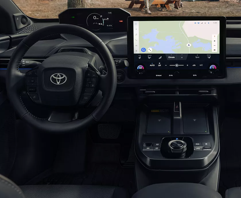 Interior view for The Toyota bZ Electric SUV in Huntsville, AL