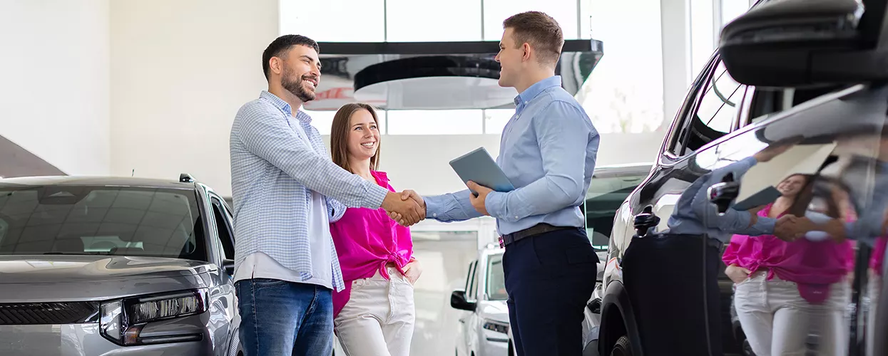 Showing a vehicle displayed at a dealership
