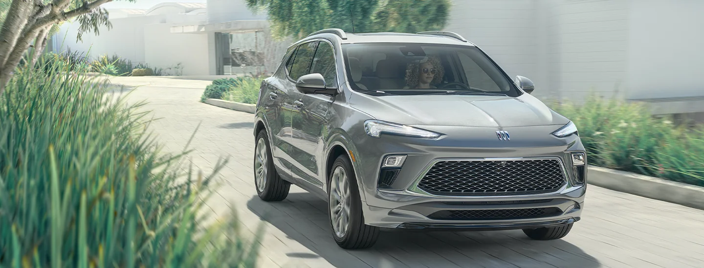 Front view of a parked 2025 Buick Encore GX in a driveway