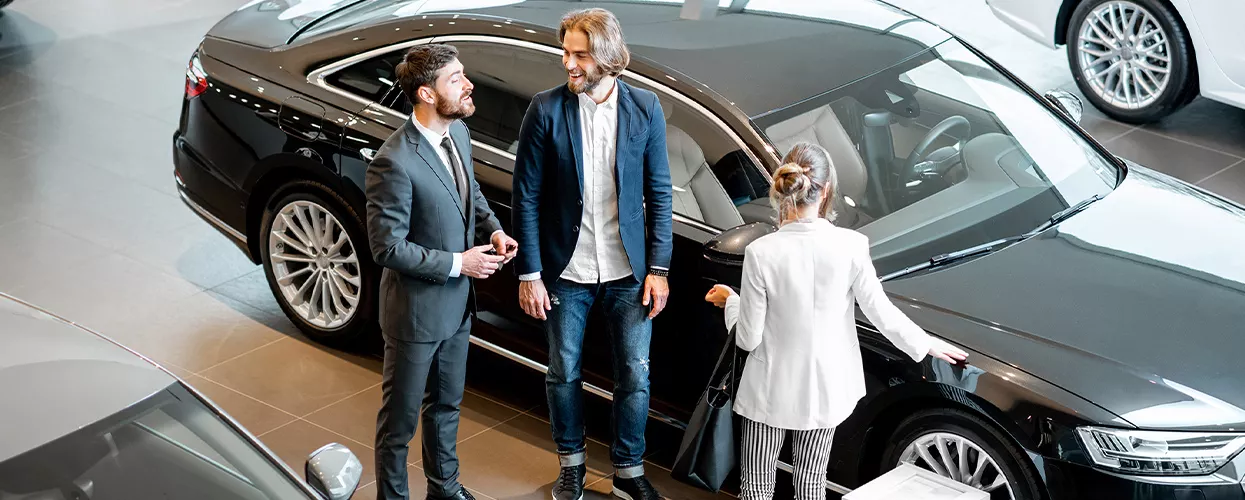 Showing a vehicle displayed at a dealership