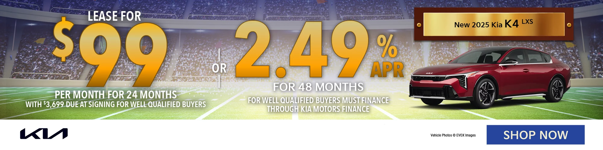 2025  Kia K4 LXS Lease For $99 Per Month For 24 Months With $3,699 Due At Signing  OR 2.49% APR for 48 Months 