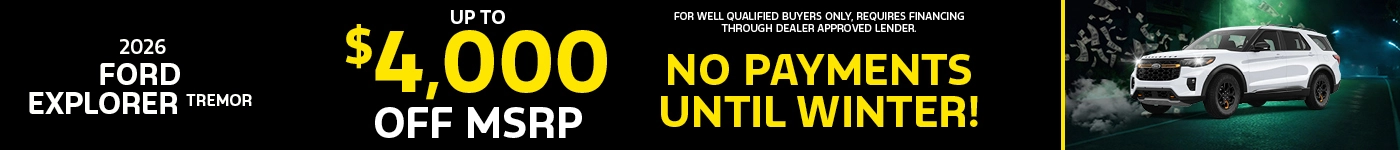 Up to $4,000 Off MSRP + 0 Payments Until Winter