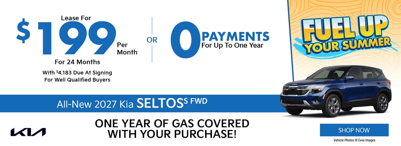 2027 Kia Seltos S $4,183 Down $199 a month for 24 months OR 0 Payments for One Year