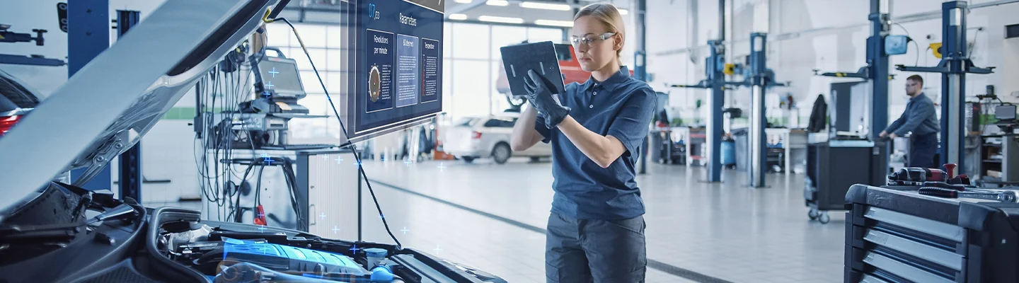 Service technician working on a BMW