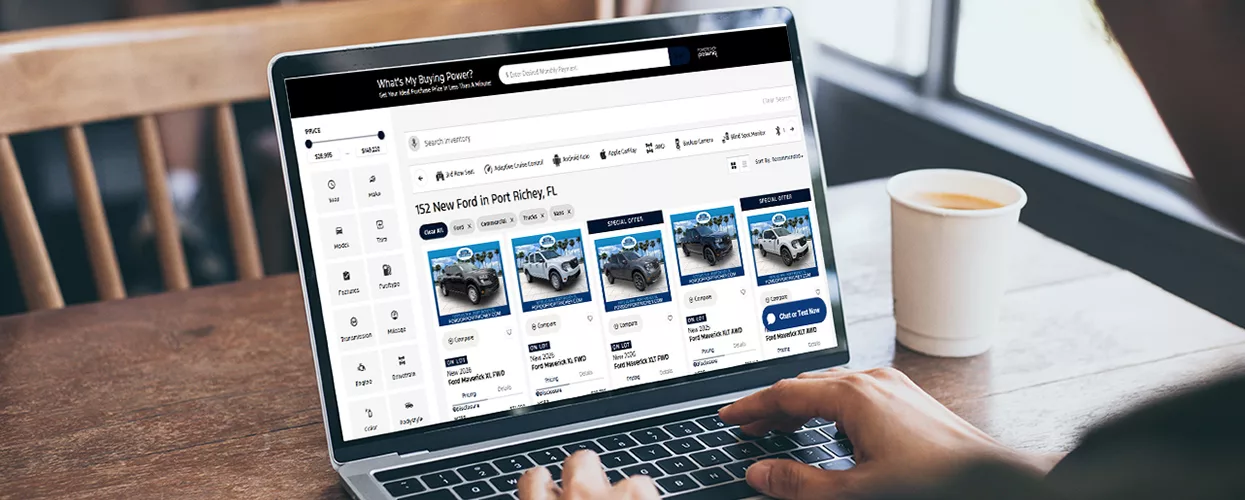 Customer using the Ford of Port Richey website on a laptop