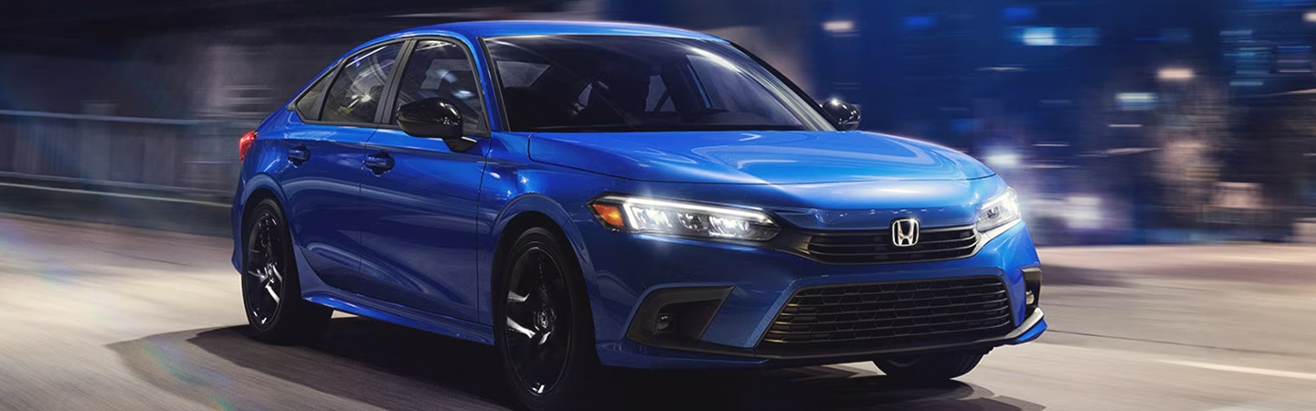 Honda Civic 2024 model front side in blue