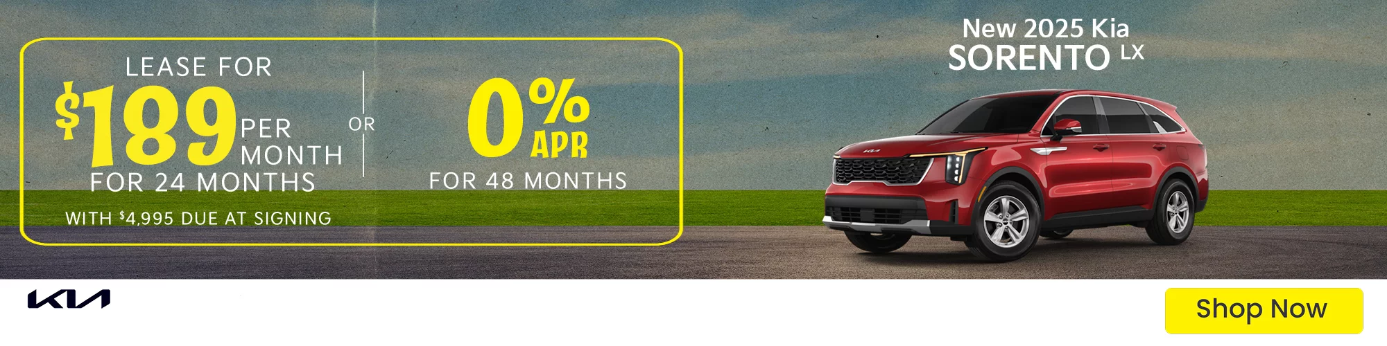 2025 Kia Sorento LX FWD  Lease For $189 Per Month For 24 Months with $4.995 Due at Signing – OR – 1.9% APR FOR 60 MONTHS 