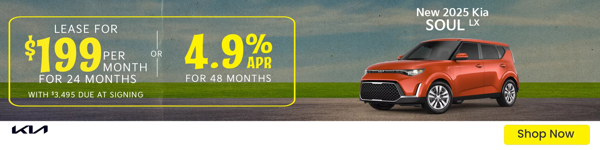2025 Kia Soul S  Lease For $189 Per Month For 24 Months with $3,495 Due at Signing - OR – 4.9% APR   for 48 Months 