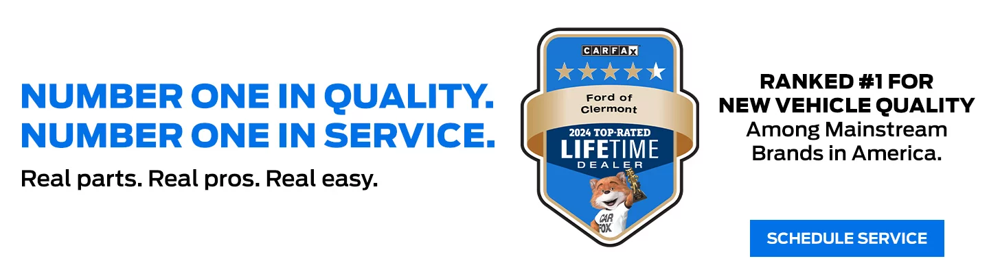 NUMBER ONE IN QUALITY. NUMBER ONE IN SERVICE. Real parts. Real pros. Real easy. TOP-RATED LIFETIME DEALER RANKED #1 FOR NEW VEHICLE QUALITY Among Mainstream Brands in America.
