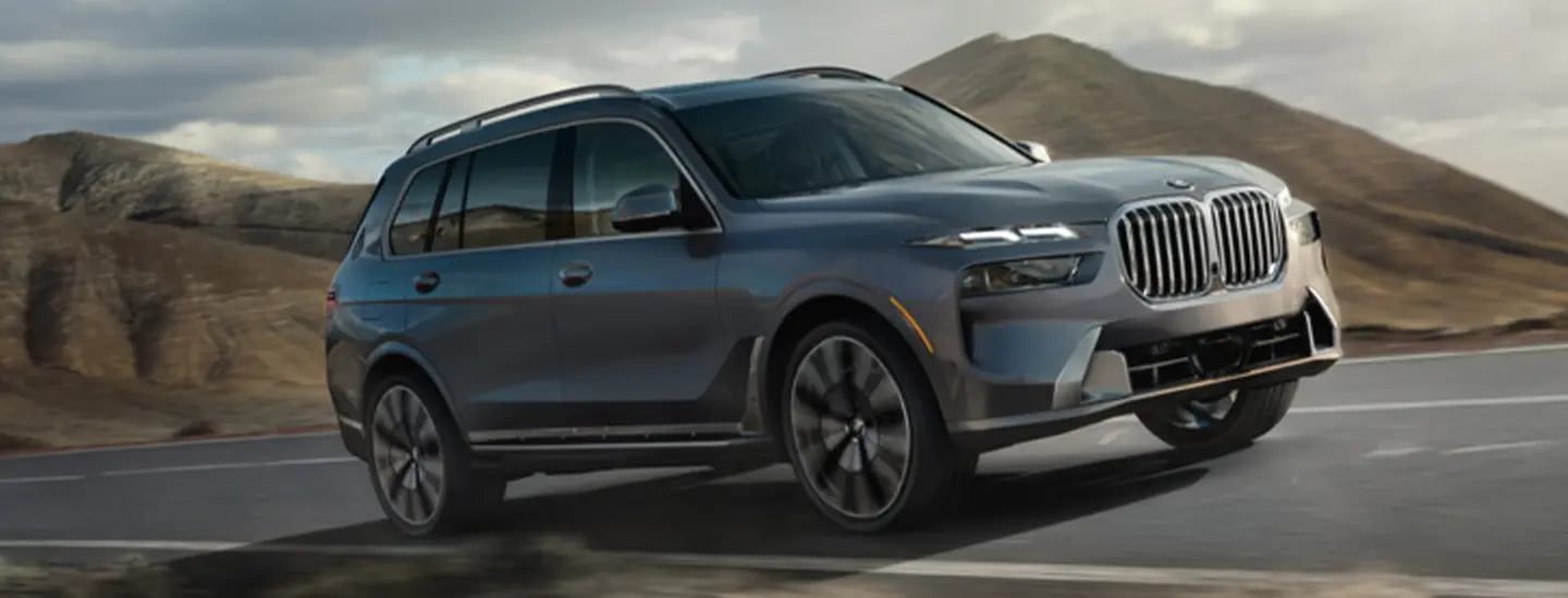 blue BMW X7 parked