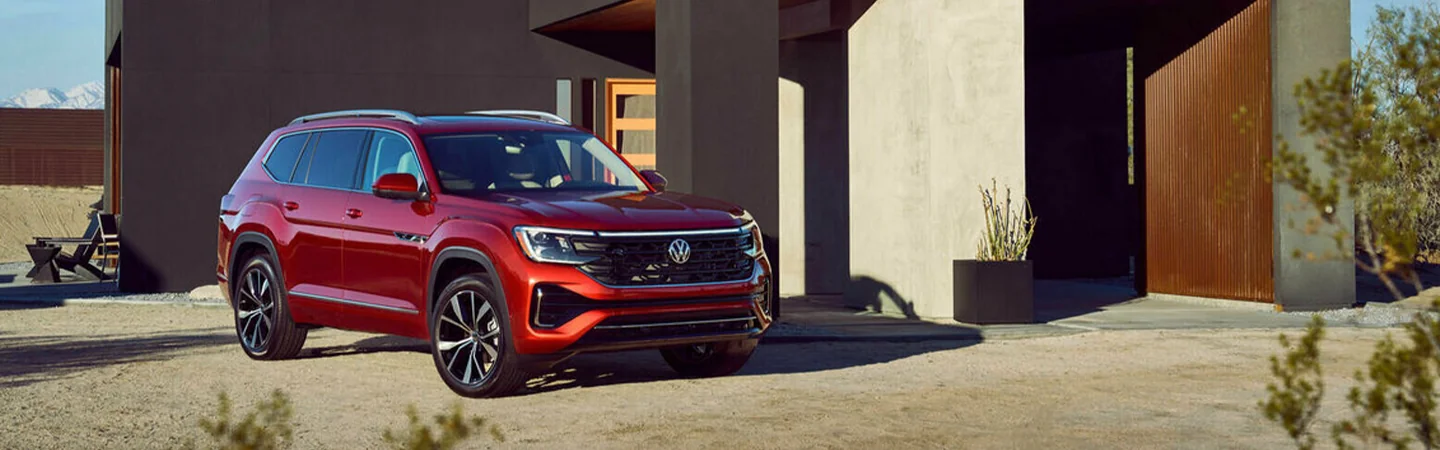 2024 Volkswagen Atlas Specs red color and front view 